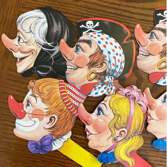 Vintage Halloween Decor Faces Heads Witch Princess Pirate Clown Lot of 6 - Picture 3 of 10